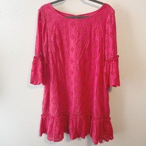 Anthropologie eyelet pink dress size 12